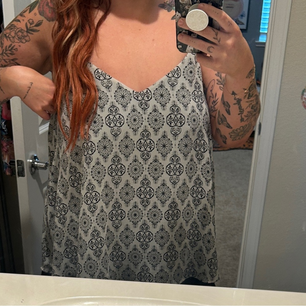 Torrid Black and White Patterned Camisole